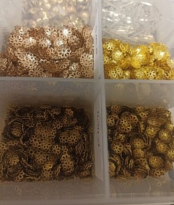 Przekładki czapeczki do koralików - metal