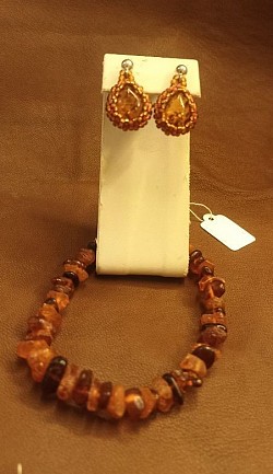 Bransoletka i kolczyki z bursztynu