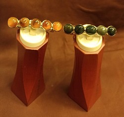 Klamry z agatem zielonym i pomarańczowym